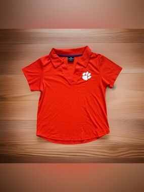 NWT Colosseum Clemson Tigers Women's Medium Orange Ribbed Polo Shirt Official M